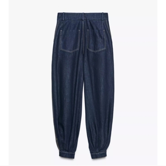 ZARA DENIM BALLOON PANTS BLUE SIZE XS - Picture 13 of 15